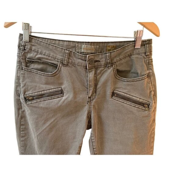 Pilcro & the Letterpress Anthropologie Gray Low Rise Skinny Jeans Zip Pockets 28 - Picture 4 of 9